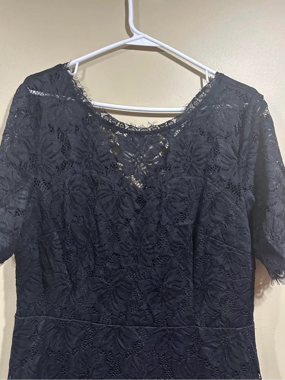Elegant Black Lace Maxi Dress - Women's Evening Gown - Picture 2 of 4